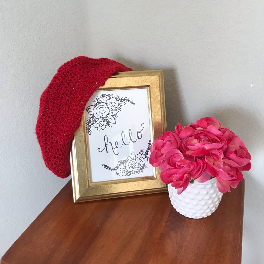 Red handmade Beret